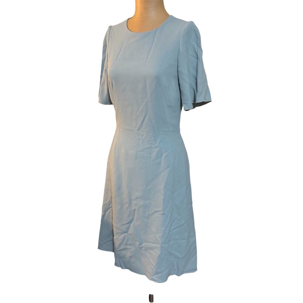 Dolce & Gabbana Mini Dress Light Blue Crepe Texture Short Sleeve size 44 IT 4 US - Picture 5 of 9